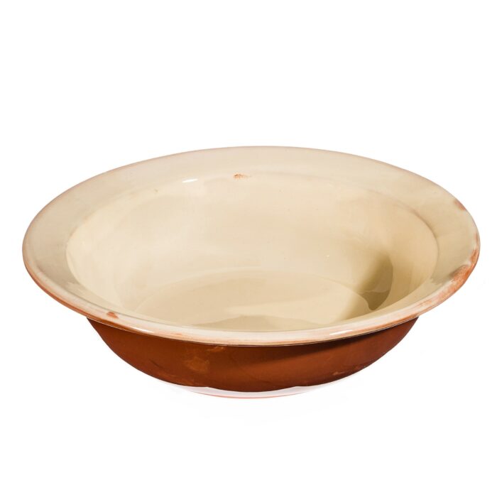assiette creuse ceramique poterie barbotine beige