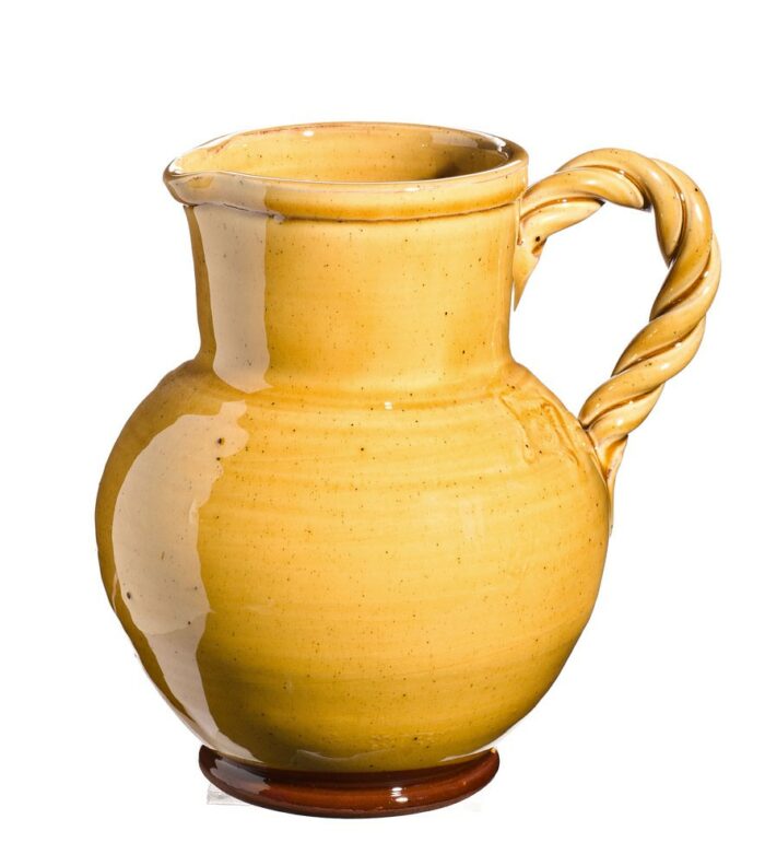 pichet jaune provençal poterie barbotine