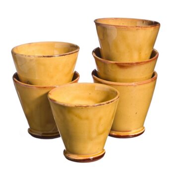 tasse expresso café céramique jaune poterie barbotine