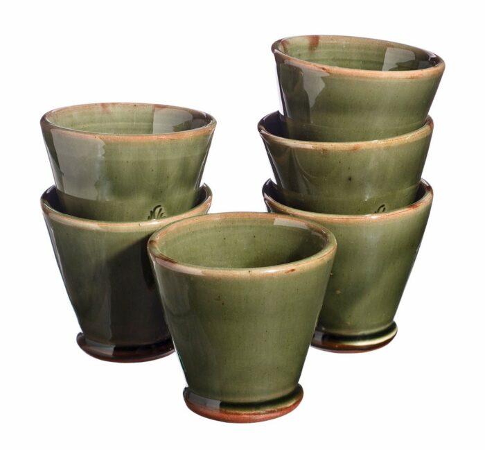 tasse expresso café céramique vert poterie barbotine