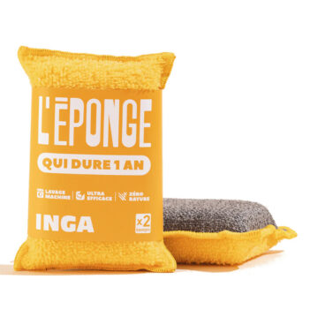 éponge lavable inga en tissu jaune