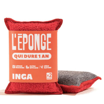 éponge lavable inga en tissu rouge