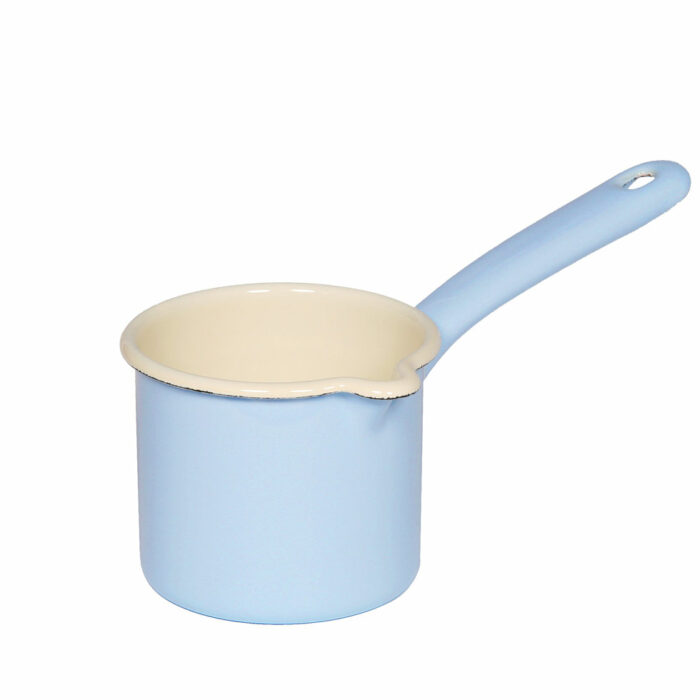 petite casserole à lait en émail bleu pastel 0,5L riess