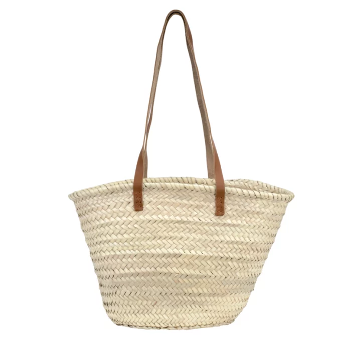 petit panier de marché en paille tressée longues anses