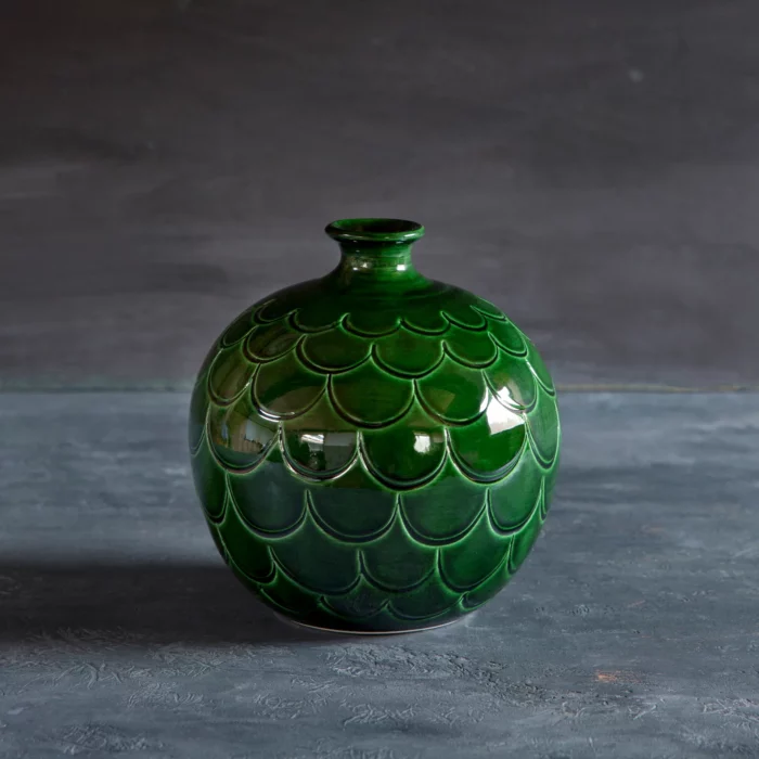 vase rond misty en céramique émaillé vert bergs potter