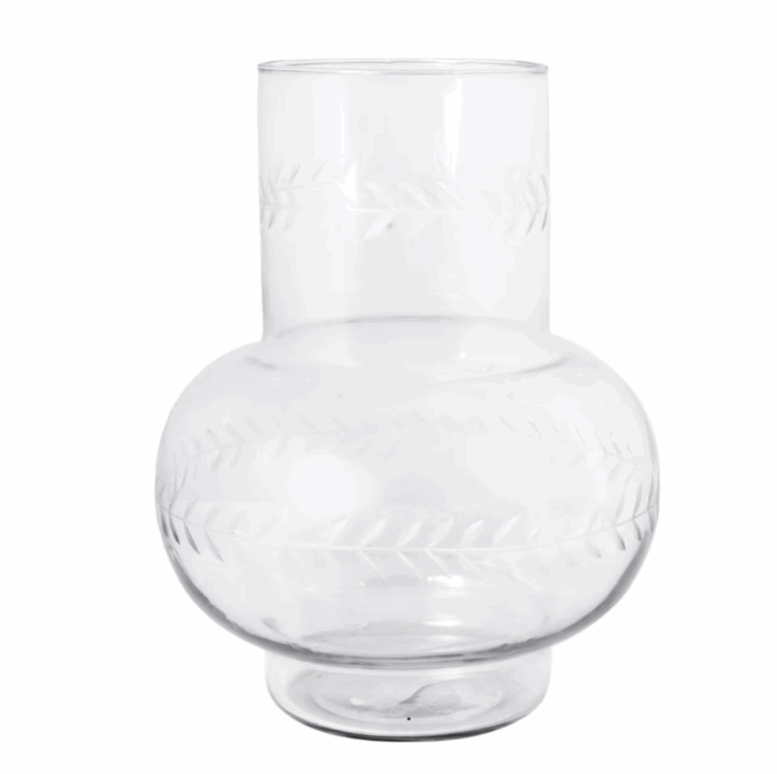 vase boule en verre ciselé stromshaga.
