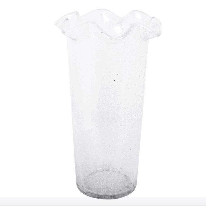 vase verre bullé transparent à festons stromshaga