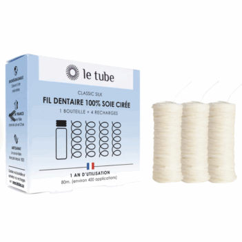 Fil dentaire Classic Silk de Tube — soie naturelle enduite de cire d’abeille pour une hygiène interdentaire douce