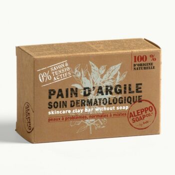 Pain d’Argile Tadé, savon solide naturel à l’argile blanche et silice pour nettoyer et revitaliser visage et corps sans agresser la peau.